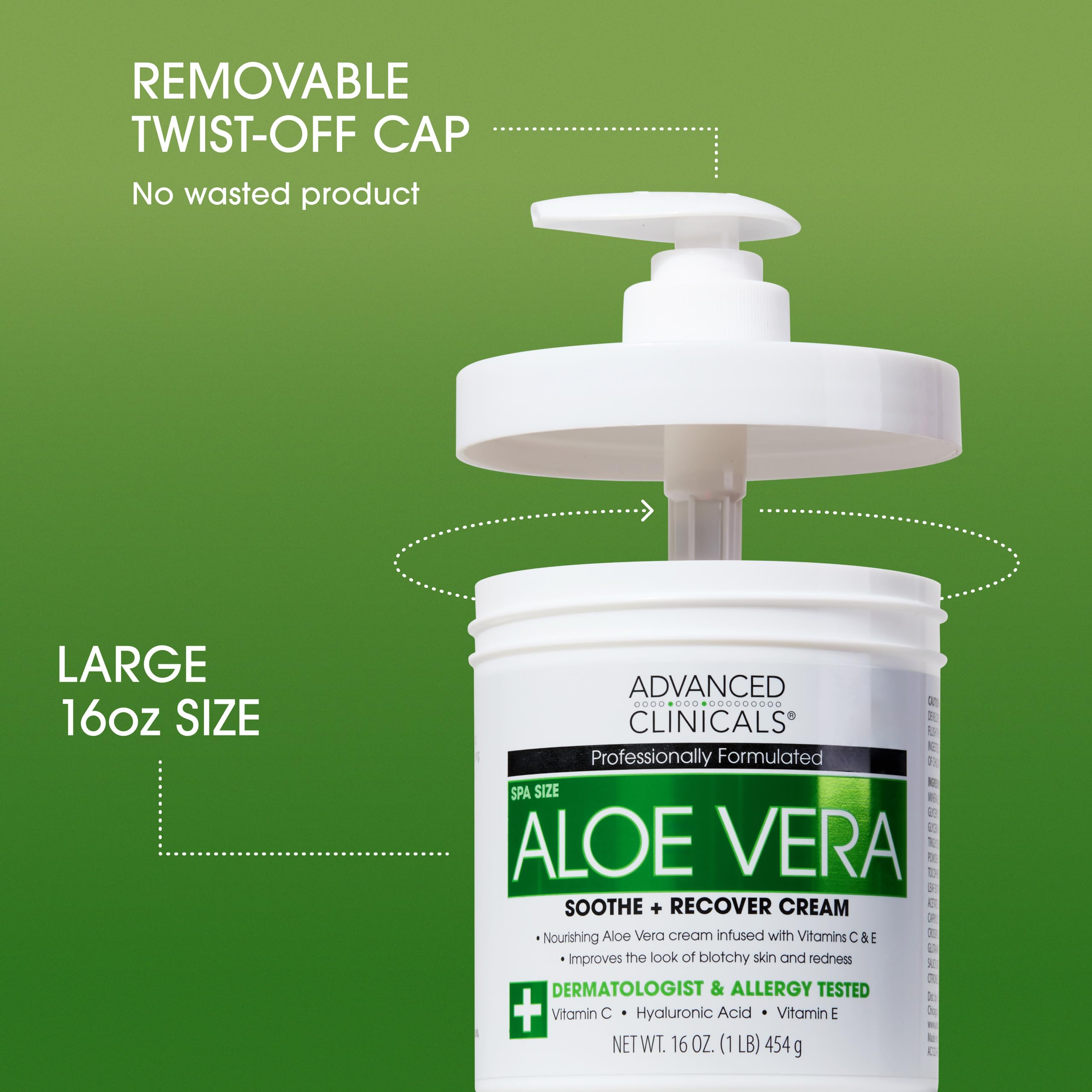 Advanced Clinicals Aloe Vera Lotion for Sunburn Relief & Skin Repair | Vitamin C + Hyaluronic Acid After Sun Care Moisturizer | Soothes Sun Damaged Skin | Large 16 Oz (2-Pack) | Perfect for Beach Days, Poolside Recovery & Post-Sun Exposure Skin Care