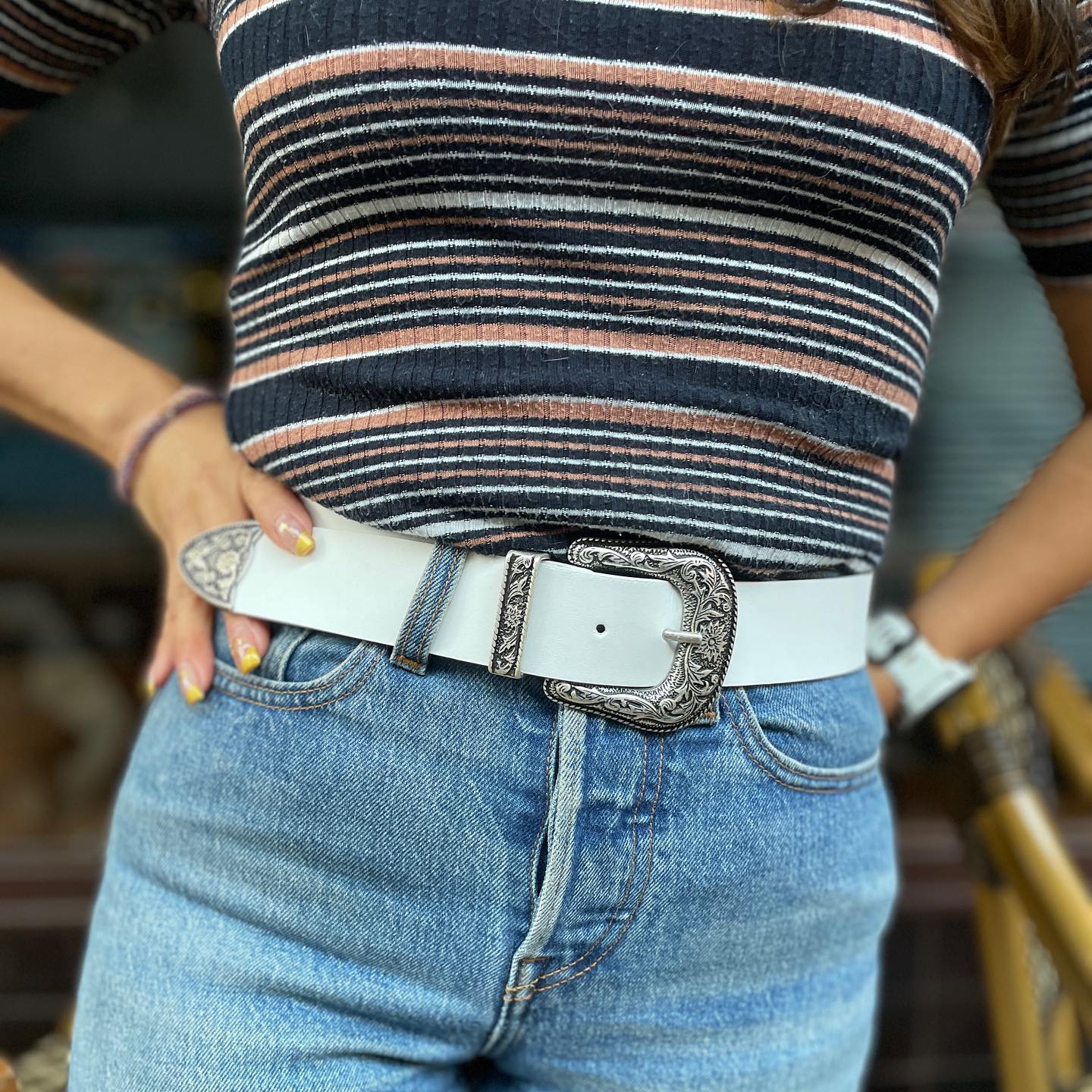 Novacas Genuine Leather Women's Belt in White - Stylish and Durable Waistband for Casual, Office, and Formal Outfits