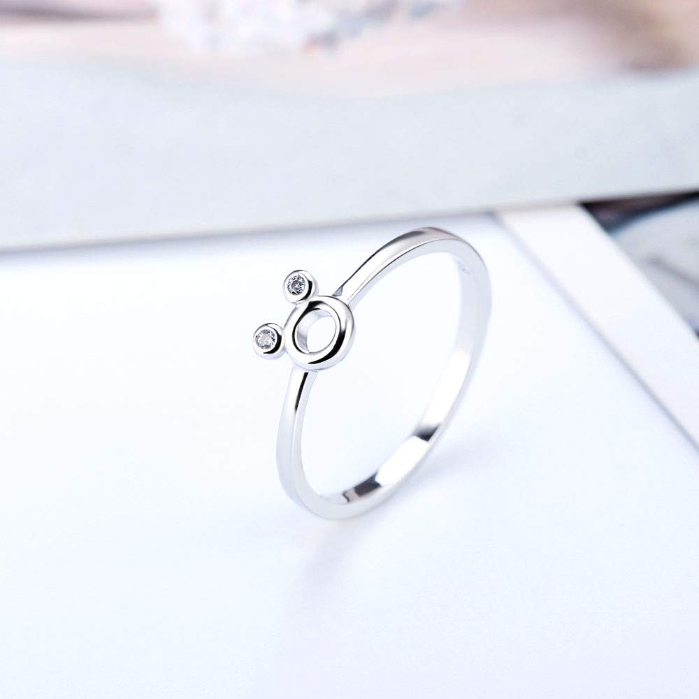 Sterling Silver Mini Mouse Shape Rings for Women - Dainty Engraved Promise, Engagement & Wedding Bands - Perfect for Disney Fans, Gifts & Everyday Wear
