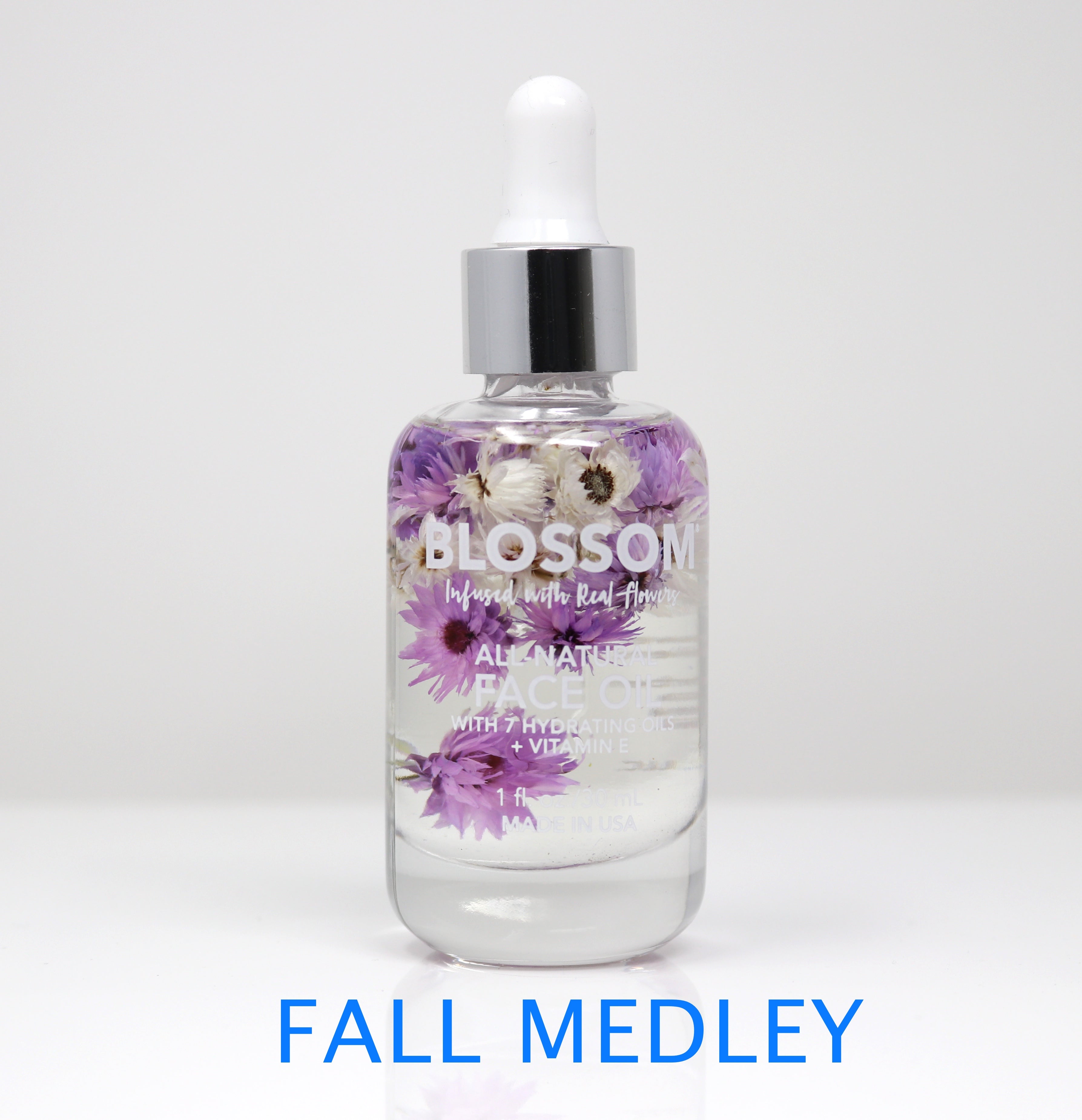 Blossom 100% All Natural Hydrating Face Oil with 9 Essential Plant & Flower Oils - 1 Oz for Glowing Skin - Perfect for Dry Skin Care & Nighttime Routine