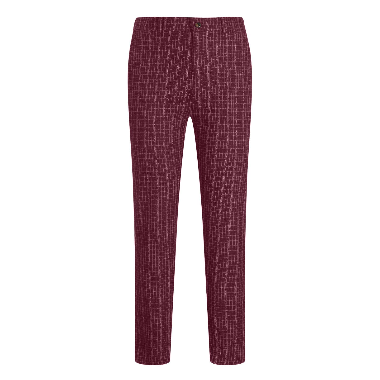Men's Slim Fit Stretch Dress Pants - Plaid Skinny Business Casual Pants for Office & Formal Wear | Comfortable Work Trousers for Professional & Everyday Use