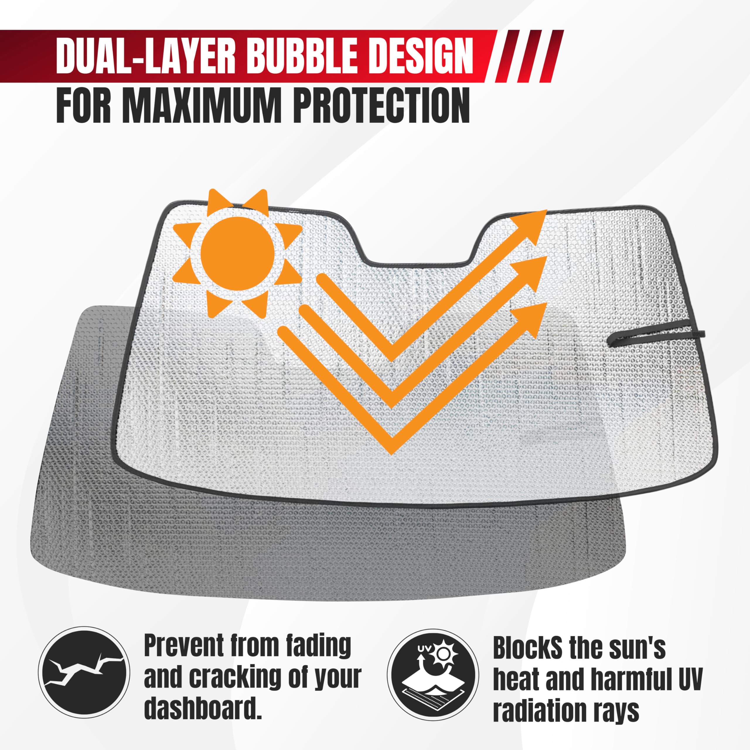 Autotech Park Custom-Fit Sunshade for 2022-2025 Ford Maverick Front Windshield - UV Protection Car Sun Shade for Summer Heat & Glare Reduction