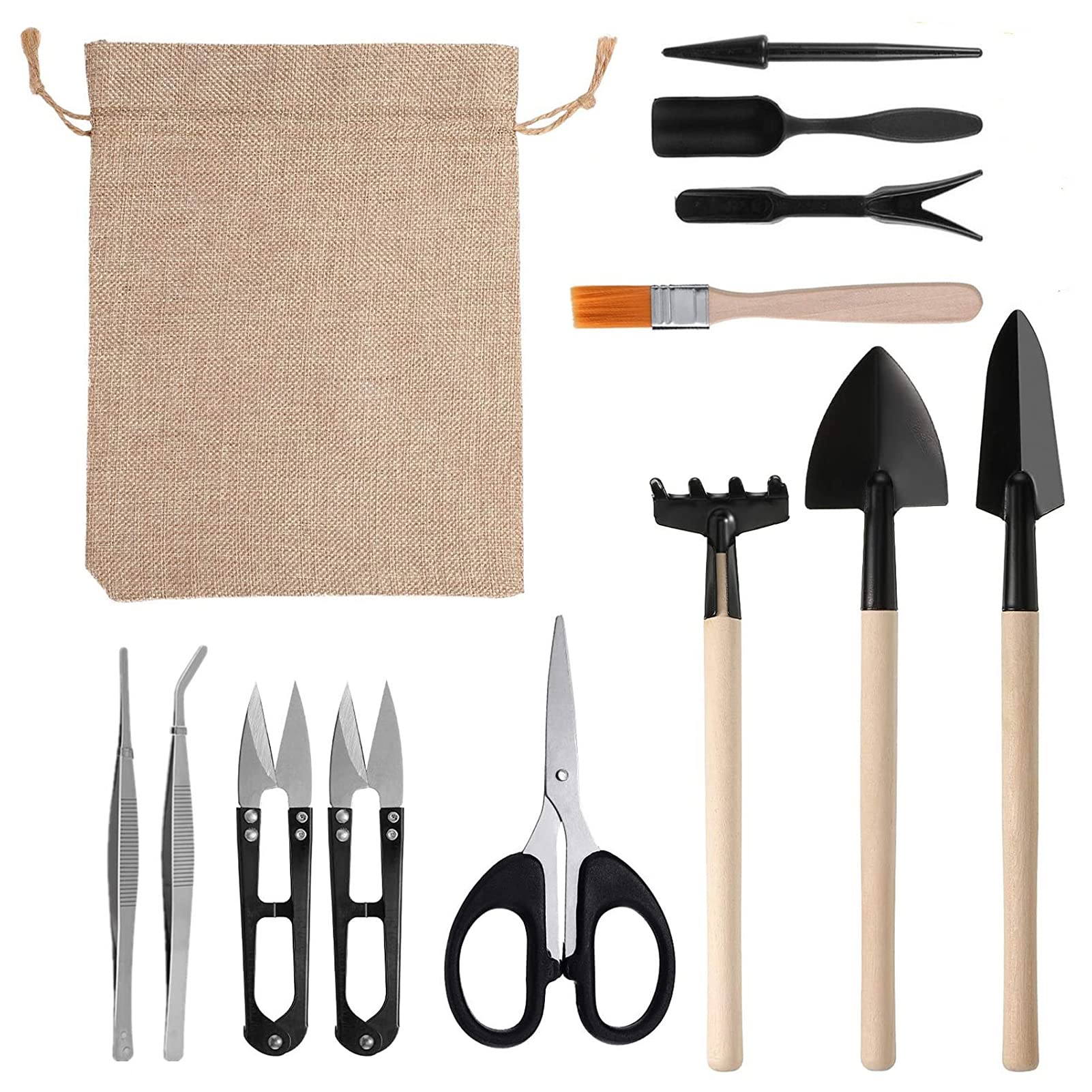 Kavolet 13Pcs Mini Garden Tool Set for Succulents & Bonsai Plants - Compact Gardening Hand Tools with Storage Bag - Perfect for Indoor Herb Gardens, Small Plant Care & DIY Miniature Landscapes