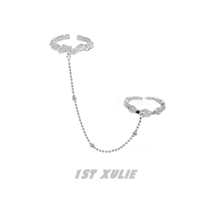 Daybreak S925 Sterling Silver Zircon Chain Rings Set for Women - Elegant Stackable Rings for Everyday Wear, Gift Giving & Special Occasions