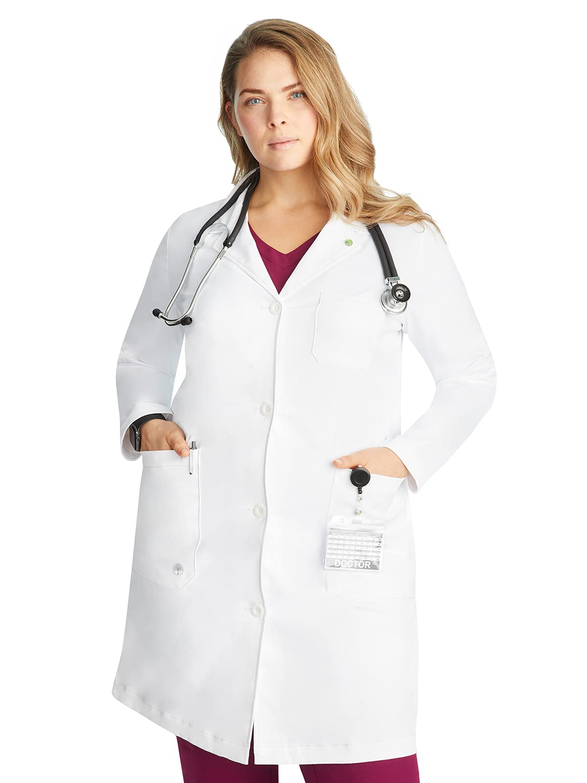 Healing Hands Women's 6-Pocket Full Length White Lab Coat 5161 - Faye Minimalist White Coat Collection | Perfect for Doctors, Nurses & Medical Students
