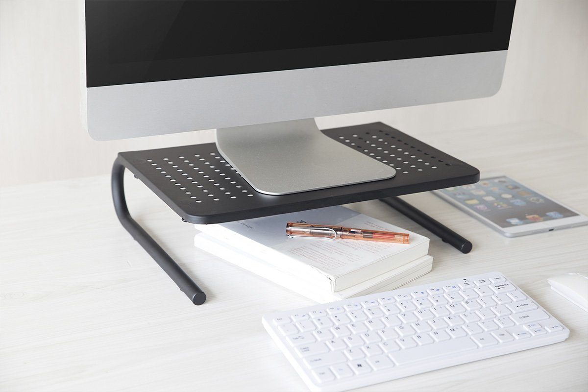 Adjustable Black Pop Monitor & Laptop Stand - Ergonomic Riser for Home & Office Workspace - Perfect for Computer, Notebook, MacBook & Tablet Use