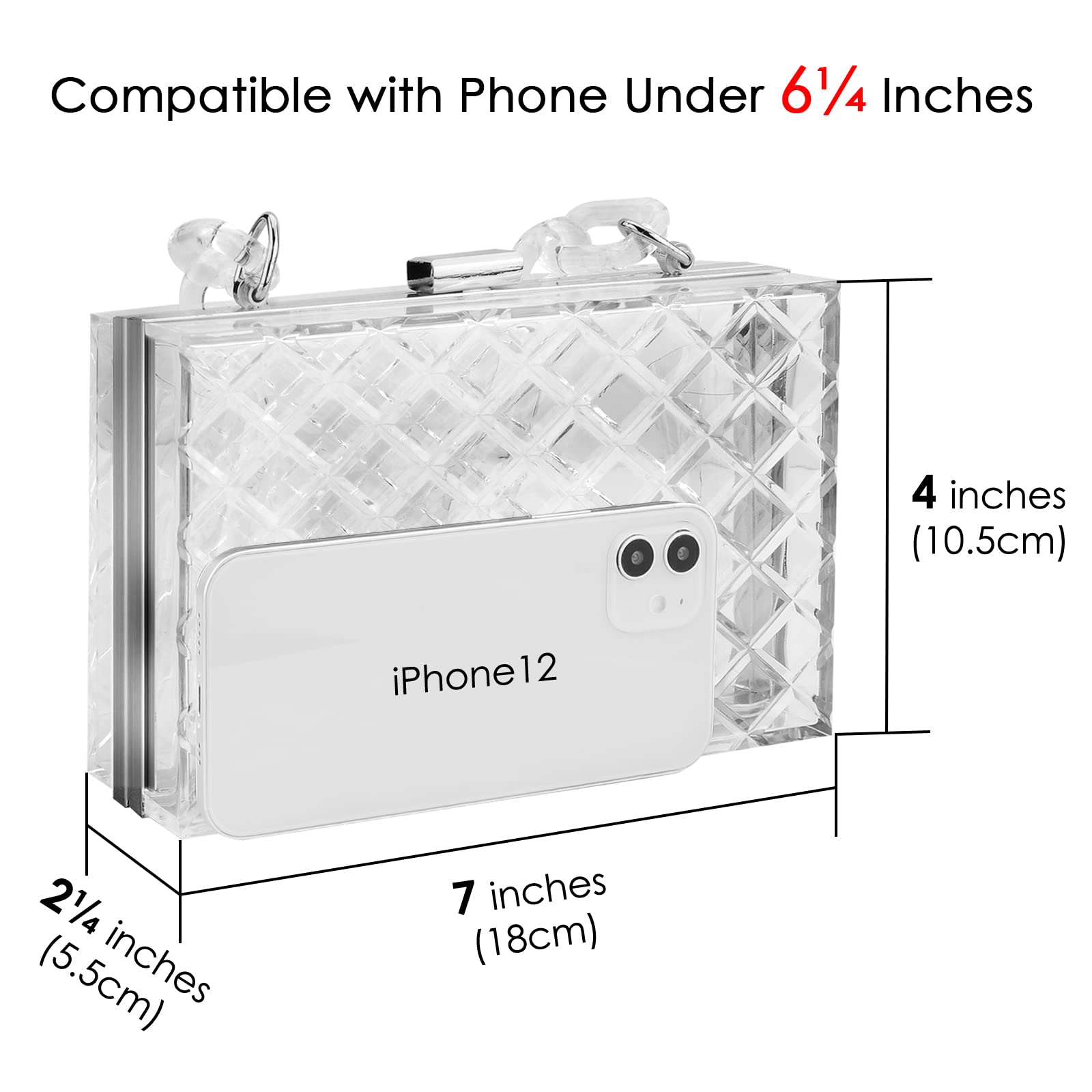Acrylic Clear Purse for Women - Transparent Evening Clutch Bag with Crossbody Shoulder Strap | Perfect for Prom, Concerts, School & Special Occasions