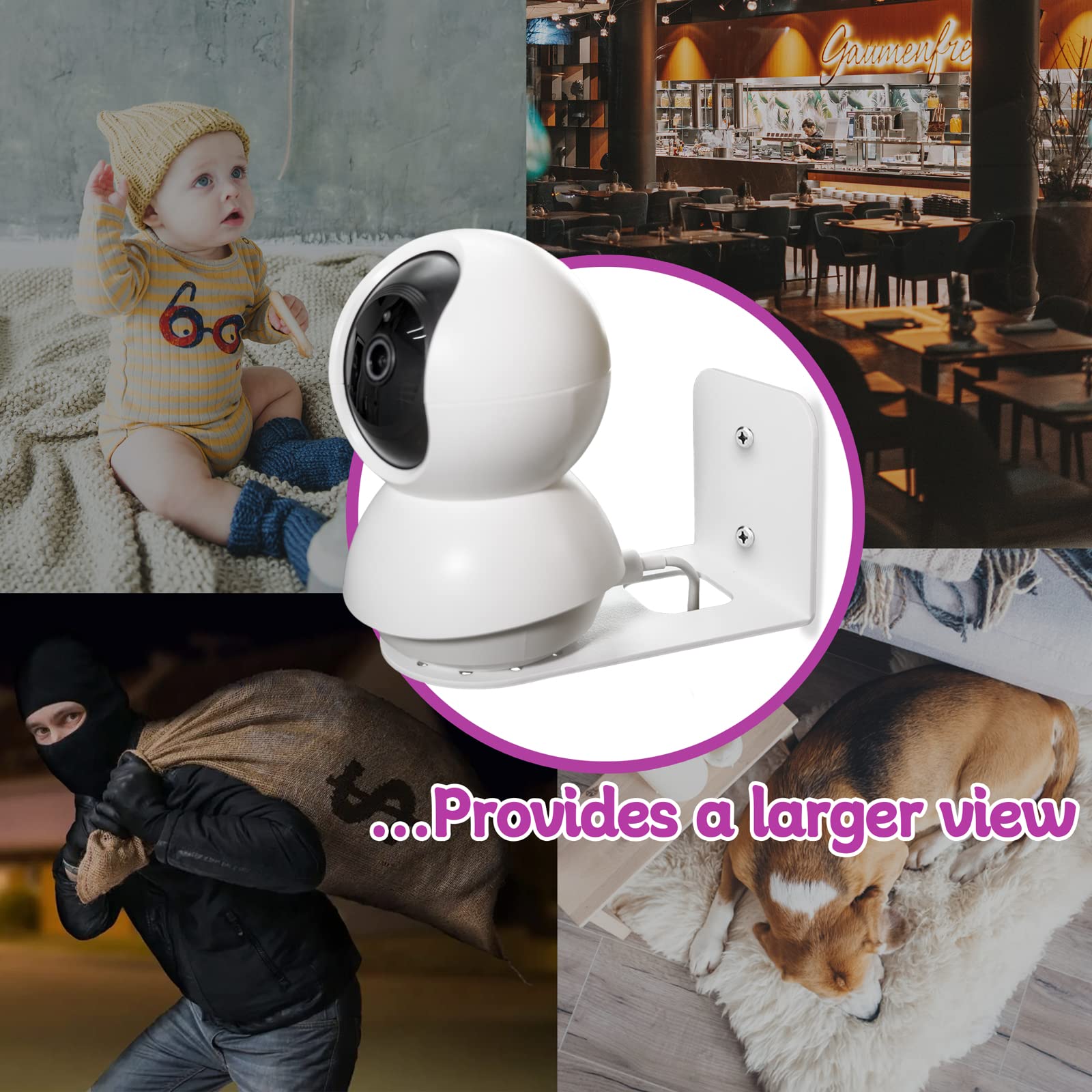 Tapo Surveillance Camera Wall/Ceiling Mount Bracket - Heavy Duty Metal Adjustable Mount for TP-Link Tapo Indoor Security Cameras - Perfect for Home, Office & Garage Security Monitoring