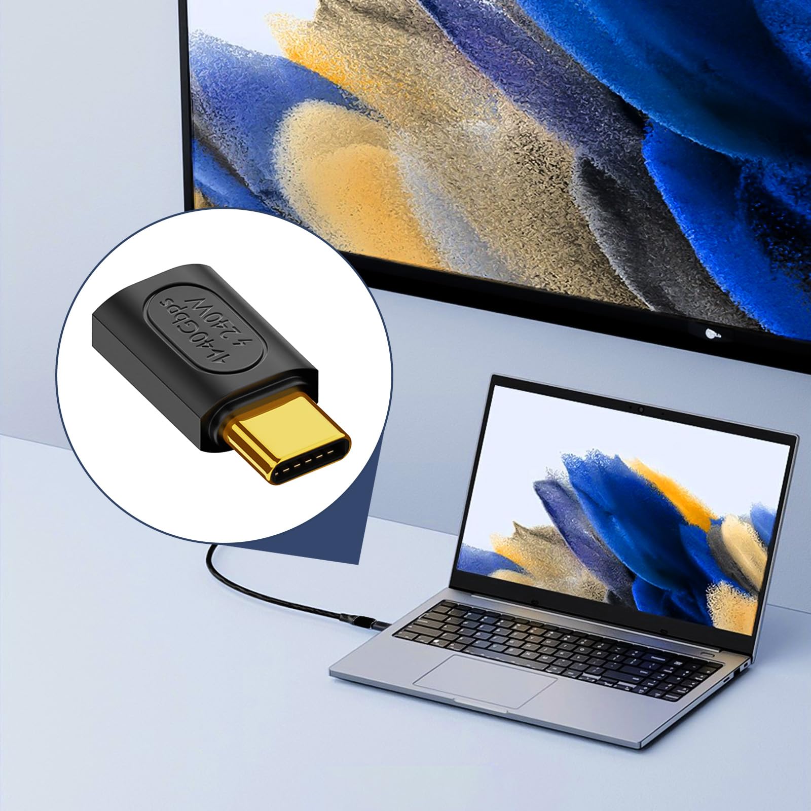 Seminer USB C Adapter 40Gbps (2 Pack) - USB 4.0 Type C Male to Female Adapter - High Speed 40Gbps Data Transfer - Compatible with MacBook, Samsung Galaxy & USB-C Devices - Perfect for Work, Travel & Home Office Connectivity