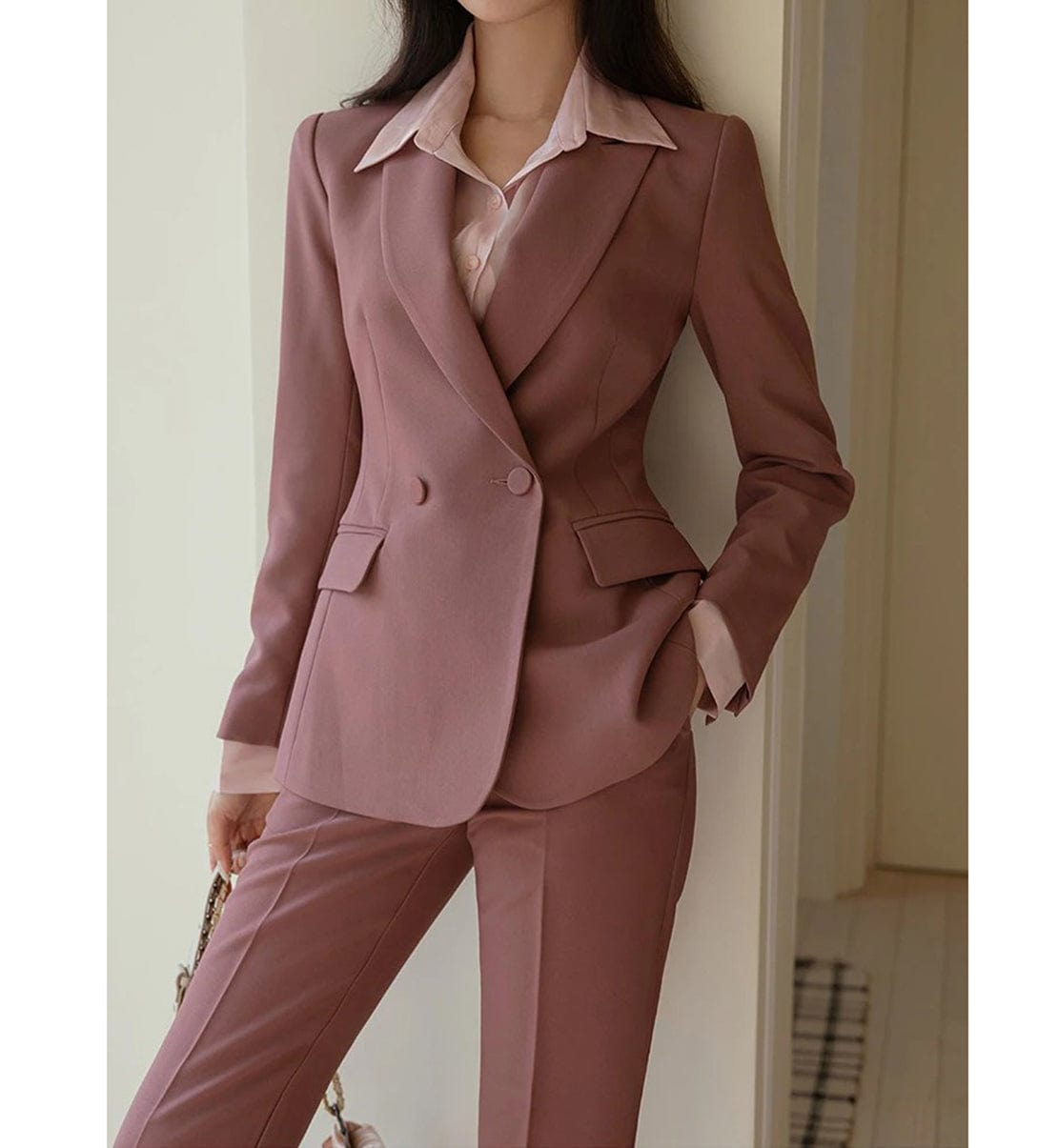 Women's 2-Piece Suit Set with Notch Lapel Blazer & Pants | Professional Office Wear & Business Attire for Work, Interviews & Formal Events