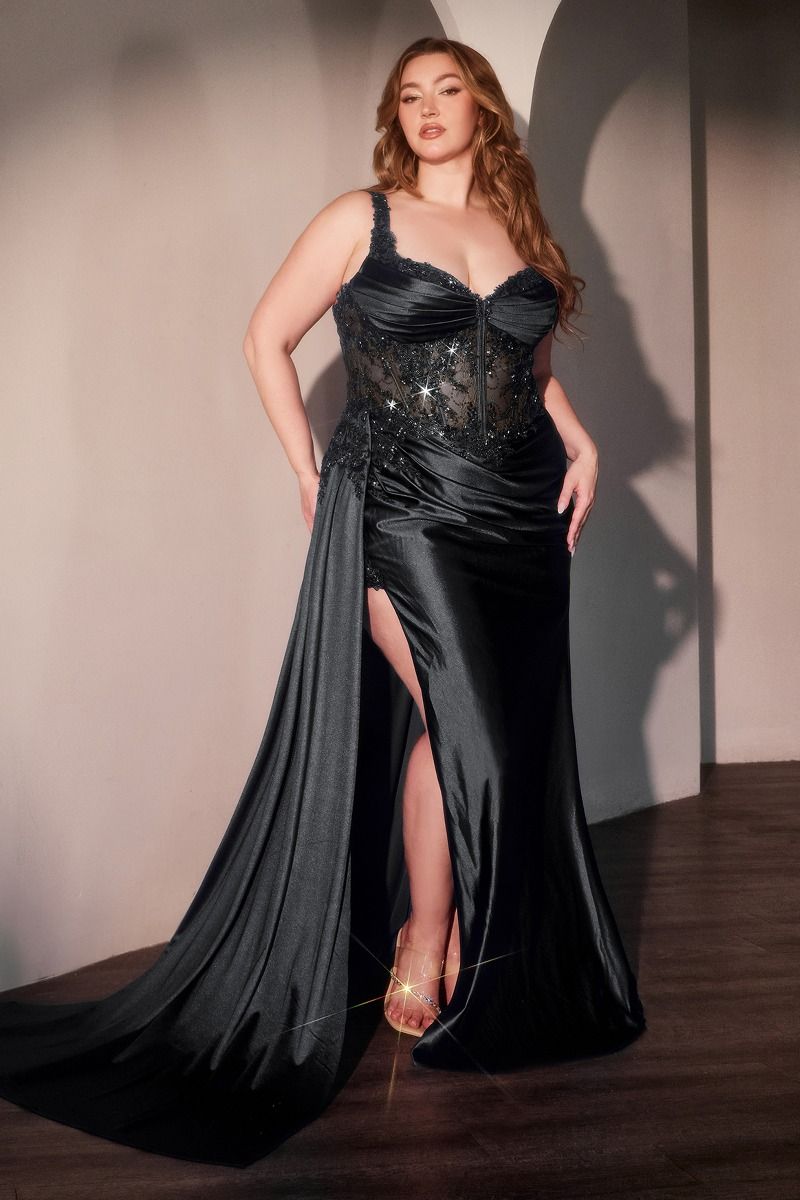 Elegant MAXIMA GOWN - Fitted Satin & Lace Bodycon Dress for Evening Parties, Prom, Cocktail Events & Special Occasions