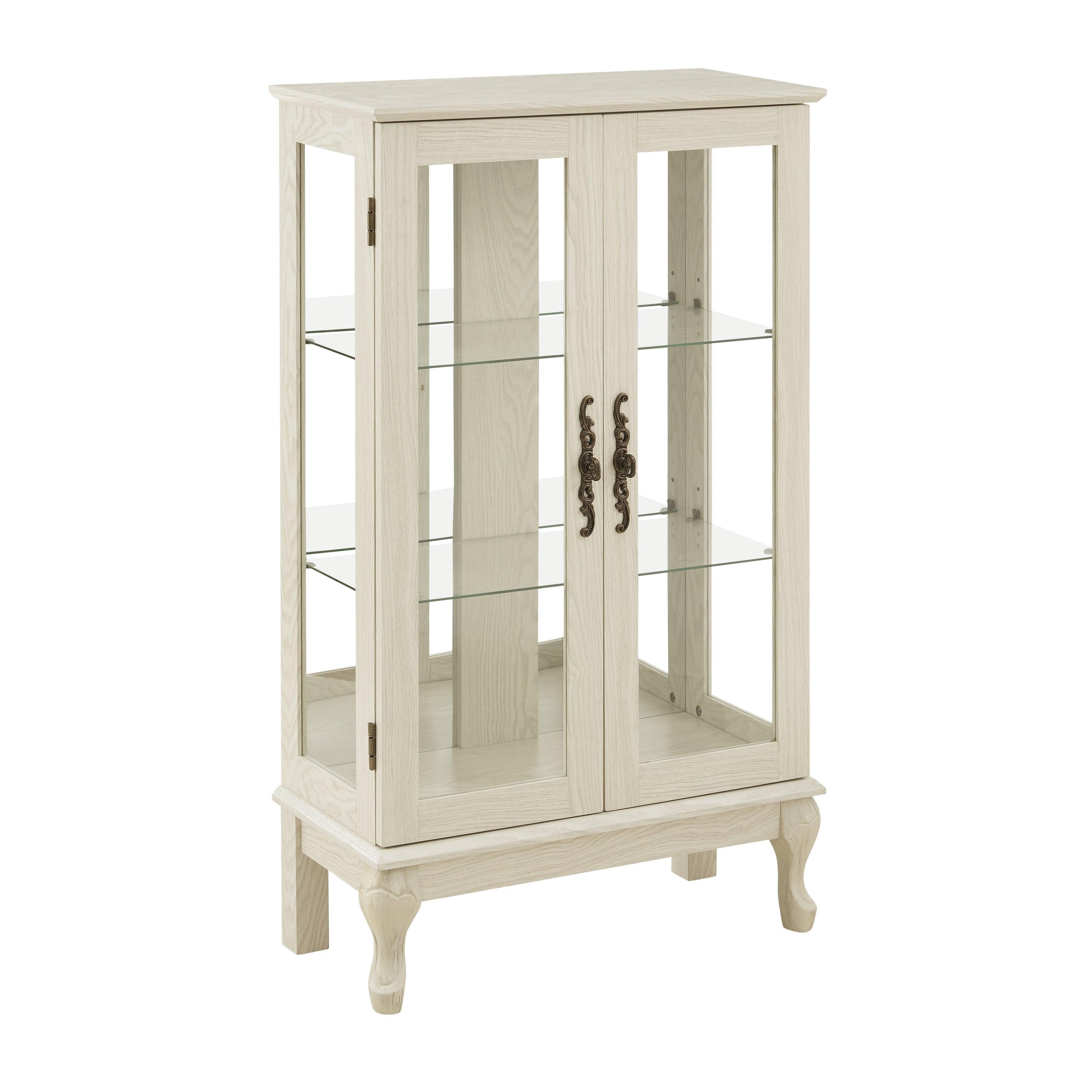 2 Door Curio Cabinet with Tempered Glass & Mirrored Back - LED Lighted Display Case for Living Room, Dining Room, Office - Perfect for Showcasing Collectibles, China, and Home Decor