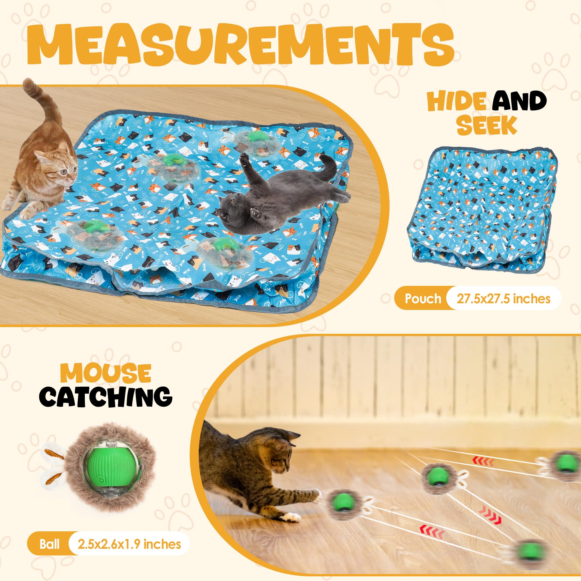 Interactive Cat Toys for Indoor Adult Cats - 3rd Generation Fast Rolling Ball with Play Mat, Hide & Seek Mouse Game - Boredom Buster & Enrichment Toys for Kittens (Perfect for Playtime, Exercise & Mental Stimulation)
