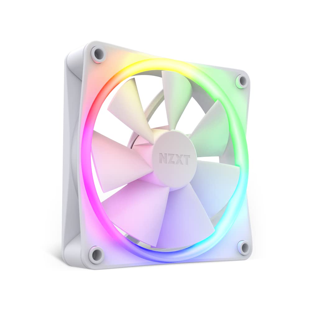 NZXT F120 RGB PC Cooling Fans - 120mm White Case Fan with Advanced RGB Lighting & Controller - Ultra Quiet Cooling for Gaming PC, Workstation, and Home Office Setup