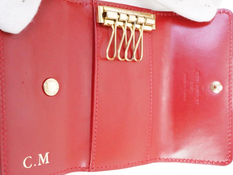 Authentic Pre-Owned Louis Vuitton Vernis Pomme D'Amour Multicles 4 Key Holder Case M91976 191055 - Luxury Key Organizer for Women, Perfect for Home, Office & Travel Accessories