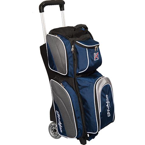 KR Strikeforce Apex Triple Roller Navy Bowling Bag for Men & Women - Heavy Duty 3 Ball Rolling Tote with Shoe Compartment - Perfect for League Play, Tournaments & Practice Sessions