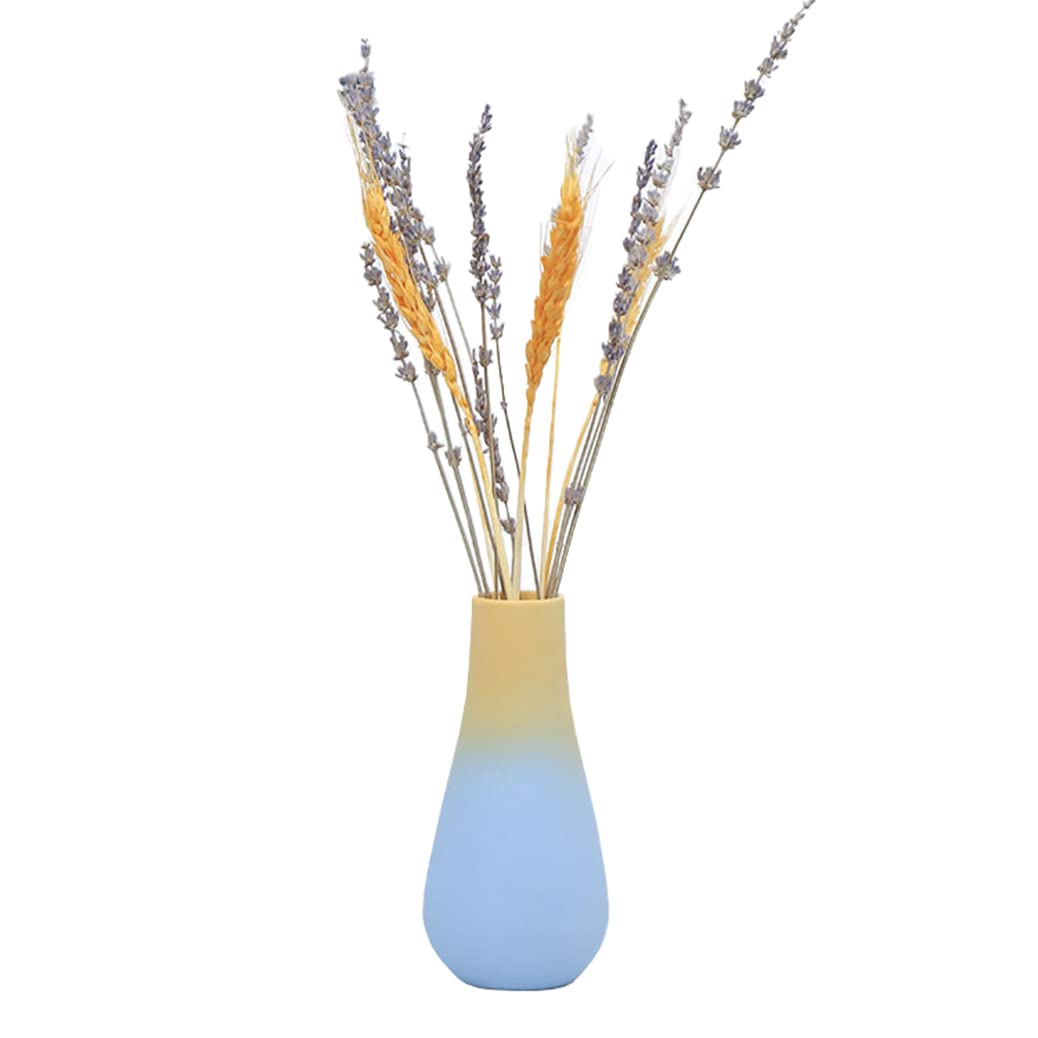 Gradient Ceramic Small Vase - Modern Home Decor for Living Room, Dining Room & Bedroom - Perfect for Dried Flowers & Floral Arrangements - Elegant Blue Decorative Vase (Ideal for Centerpieces, Wedding Decor & Housewarming Gifts)