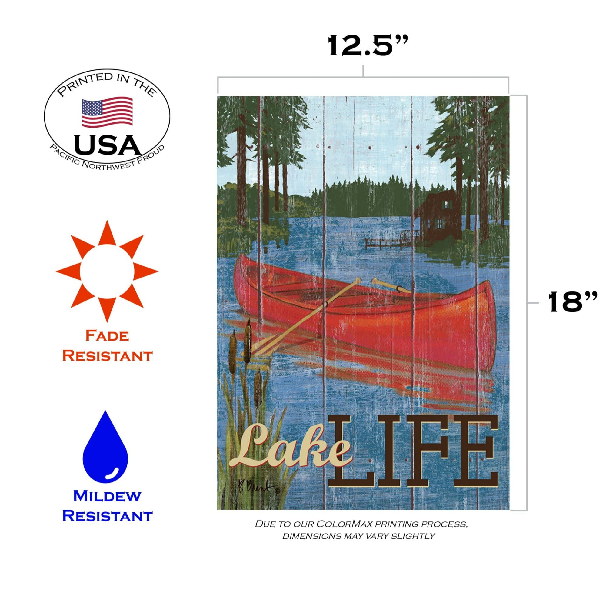 Rustic Lake Life Summer Garden Flag 12x18 Inch - Double Sided Outdoor House Canoe Yard Decoration | Perfect for Porch, Patio, and Seasonal Home Decor