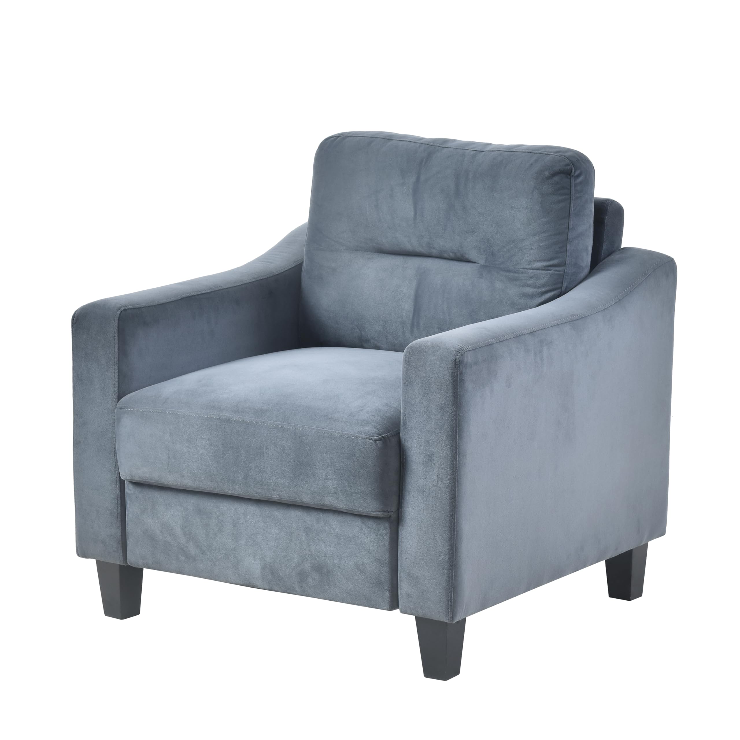 GIA Modern Gray Velvet Armchair with Plush Cushions - Luxurious Single-Seat Sofa for Living Room, Office & Bedroom - Perfect for Relaxing, Reading & Home Decor