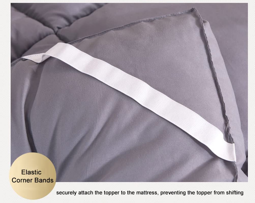 Cooling Mattress Topper Twin Size - Pillowtop Bed Topper with Anchor Bands, Soft Down Alternative Filling, Breathable Mattress Pad Cover (200x220cm, White) for Day Beds, Guest Rooms & Dorm Comfort