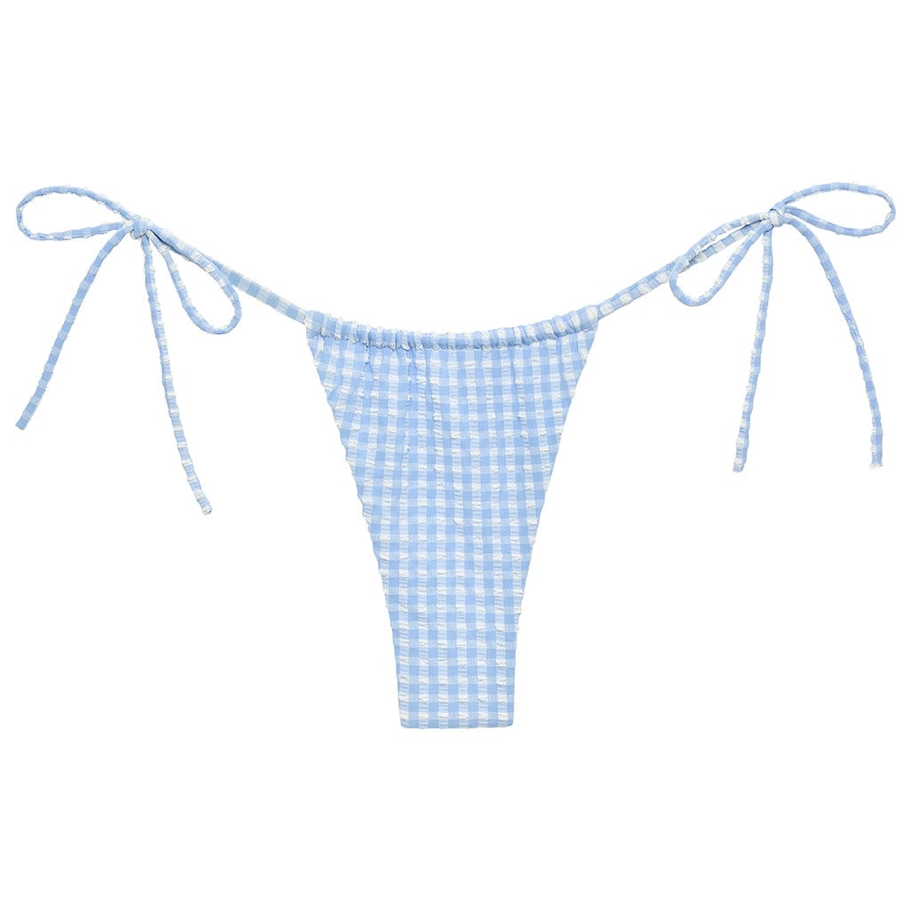 Peri Micro Gingham Brazil Tie-Up Bikini Bottom | High Waisted Swimwear | Beach Vacation & Pool Party Essential