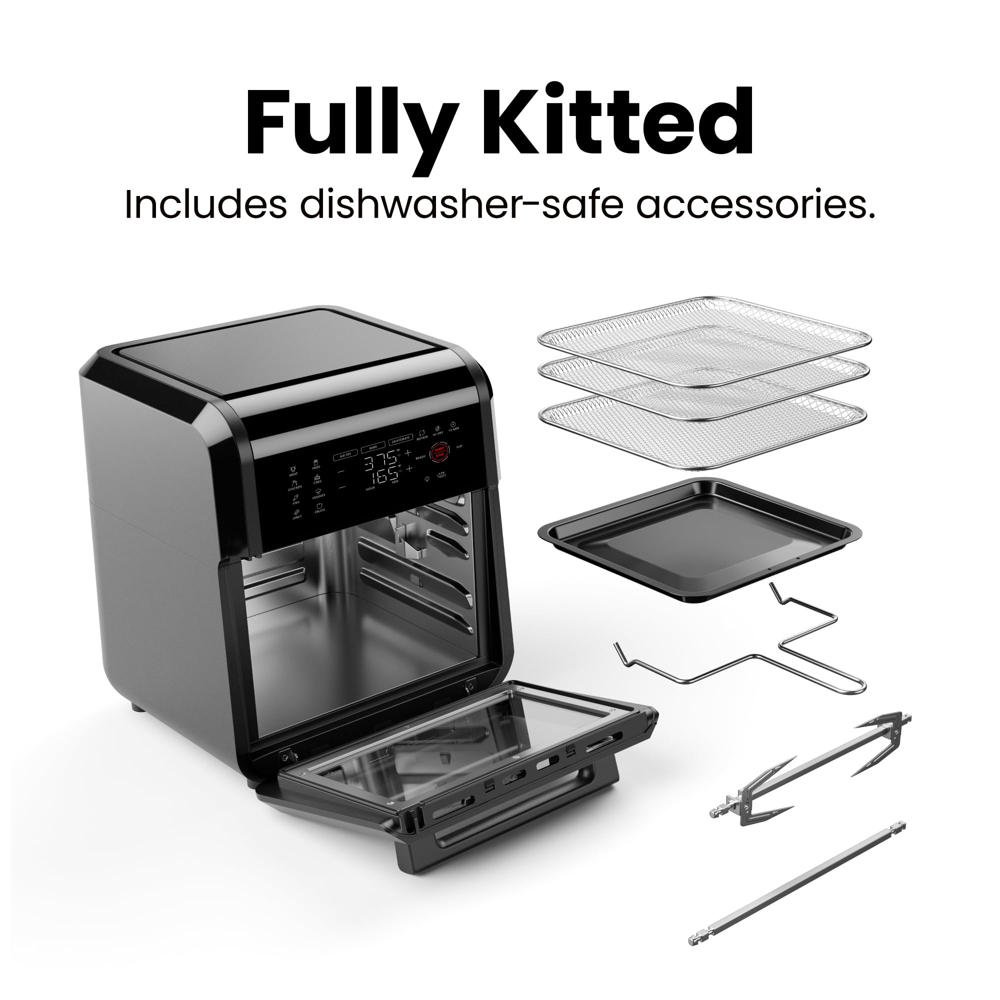 Chefman 12-Quart 6-in-1 Air Fryer Oven with Digital Timer & Touchscreen - Large Family Size Countertop Convection Oven, 12 Presets, Dishwasher-Safe Parts - Perfect for Healthy Cooking, Meal Prep & Family Gatherings