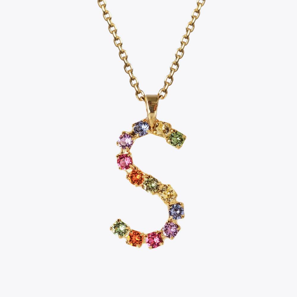 Personalized Letter Necklace with Rainbow Charm - Custom Initial Pendant for Women, Girls - Perfect for Birthdays, Anniversaries, Gifts & Everyday Fashion Jewelry