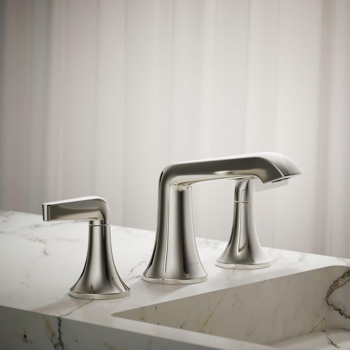 Kohler K-22020-4-BN Bathroom Sink Faucet - Single Handle Brushed Nickel Vessel Faucet for Modern Bathroom Vanity, Perfect for Home & Hotel Renovation