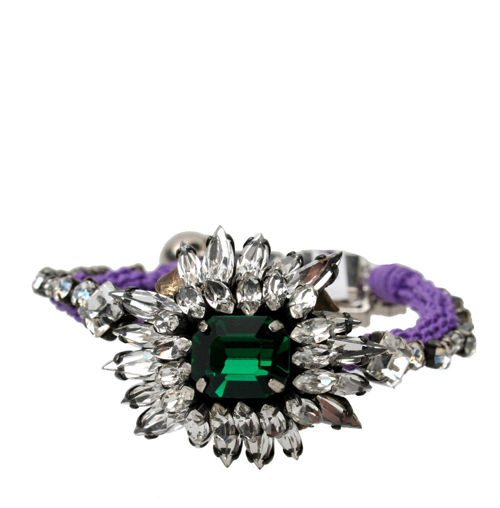 Shourouk Milady Bracelet - Elegant Purple & Green Beaded Bracelet for Women | Perfect for Parties, Weddings & Special Occasions