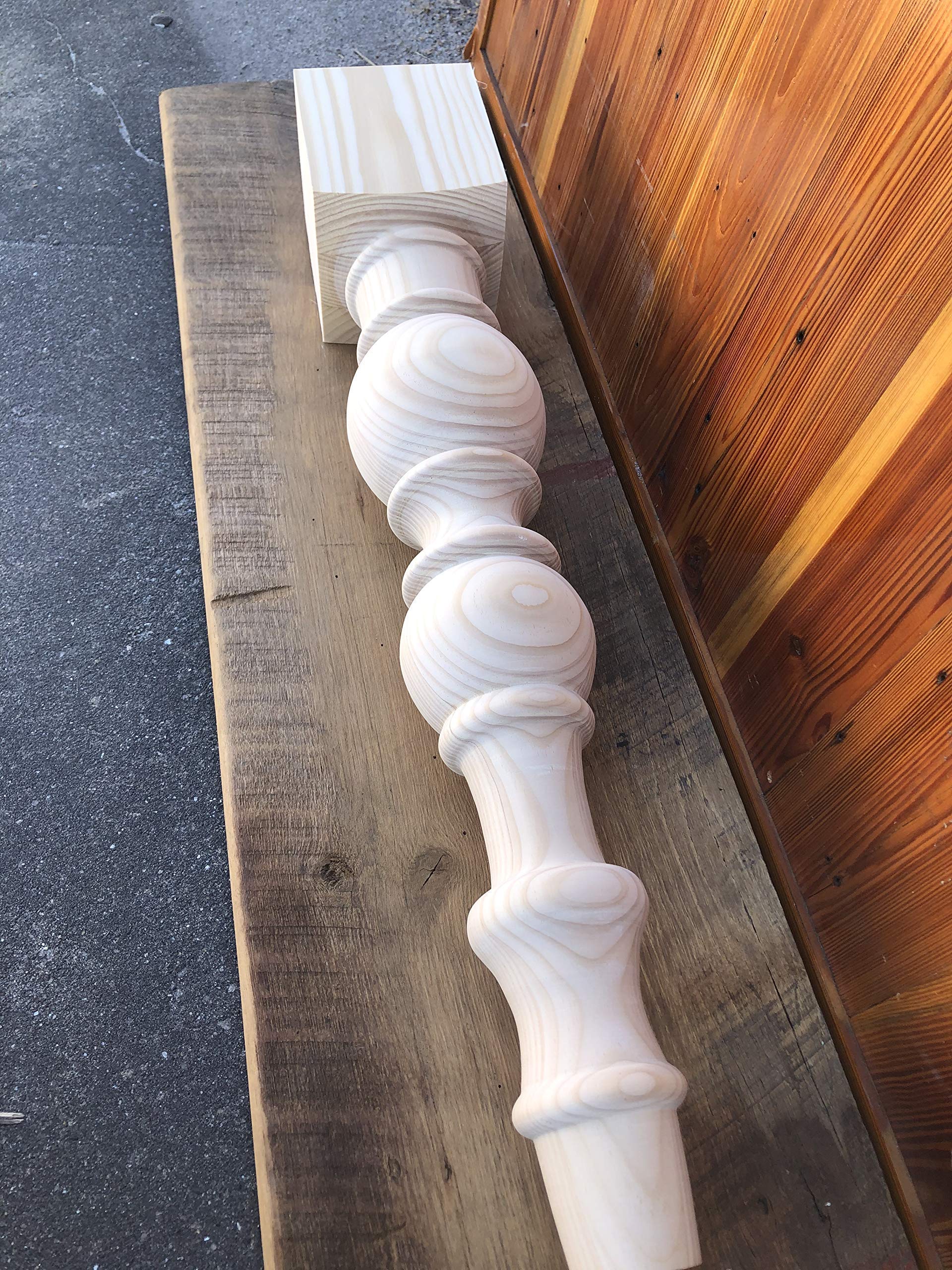Modern Farmhouse Dining Table Legs Set of 4 - Unfinished Turned Wooden Legs 5