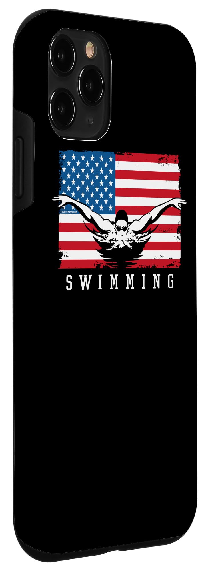 iPhone 11 Pro Case - Patriotic USA Flag Design for Swimmers & Swim Teams - Waterproof Protective Cover for Pool, Beach & Competitive Swimming
