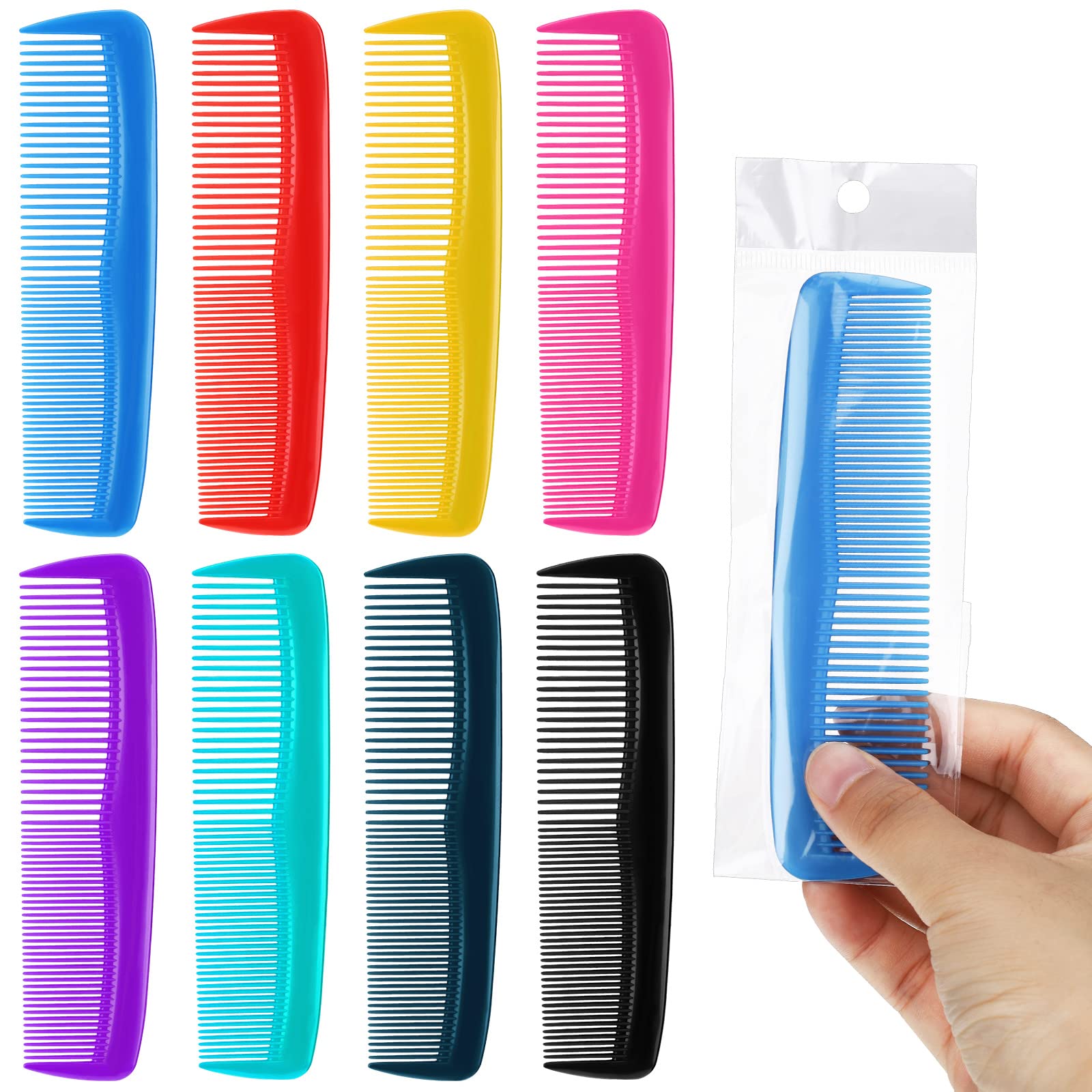 Vesici 100 Pack Bulk Disposable Combs - Individually Wrapped Travel Hair Combs for Hotels, Shelters & Churches - Fine Tooth Cutting Combs (Multicolor) | Perfect for Travel, Salons, Emergency Kits & Hygiene Donations