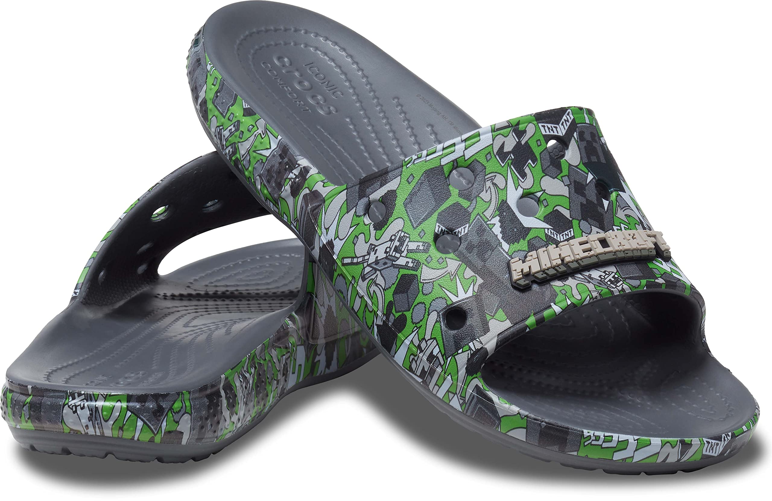 Crocs Unisex Minecraft Classic Slide Sandals - Comfortable & Lightweight for Men, Women & Kids - Perfect for Beach, Pool & Casual Wear