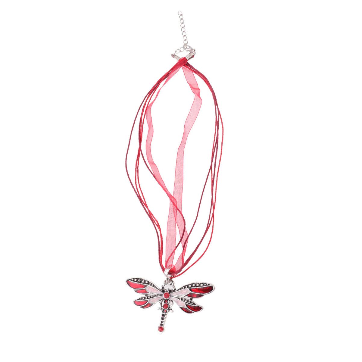 SUPVOX Colorful Dragonfly Pendant Necklace for Women - Enamel Insect Jewelry Gift (Red) | Elegant Fashion Accessory for Parties, Weddings & Everyday Wear