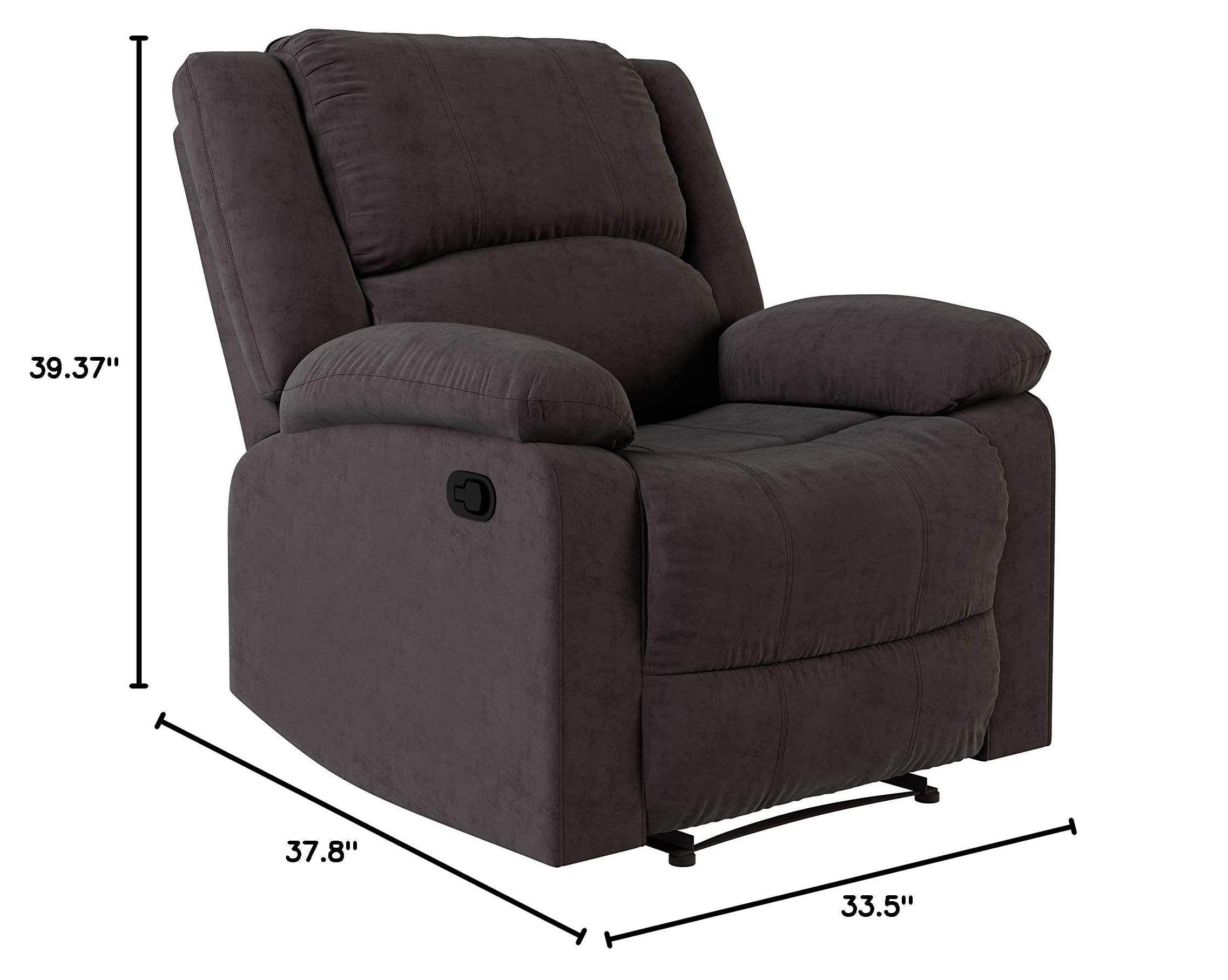 Warren Reclining Armchair - Standard Size in Chocolate Brown | Comfortable Lounge Chair for Living Room, Bedroom & Home Theater Relaxation