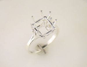 14K Gold or Sterling Silver 5mm-12mm Square 8-Prong Pre-Notched Blank Ring Setting - Size 7 Shank (Item# 163845/143845) - Perfect for Jewelry Making, Engagement Rings & Custom Designs