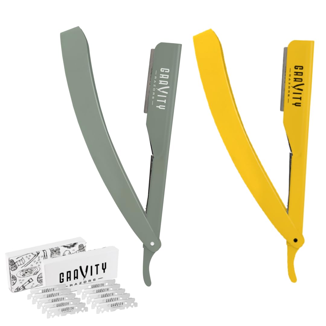 Professional Straight Razor Shaving Kit - Stainless Steel Barber Razor with 20 Premium Blades for Men's Grooming | Perfect for Home Shaving, Beard Trimming & Barber Shop Use