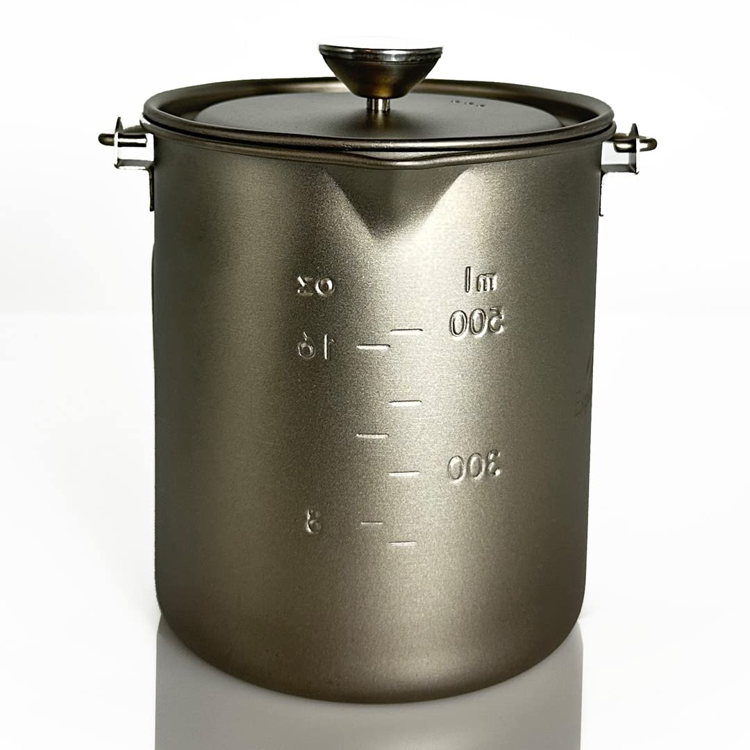 Titanium Camping Coffee Maker - Portable French Press, Coffee Pot & Tea Infuser - Lightweight Titanium Cup for Outdoor Adventures, Hiking & Backpacking Trips
