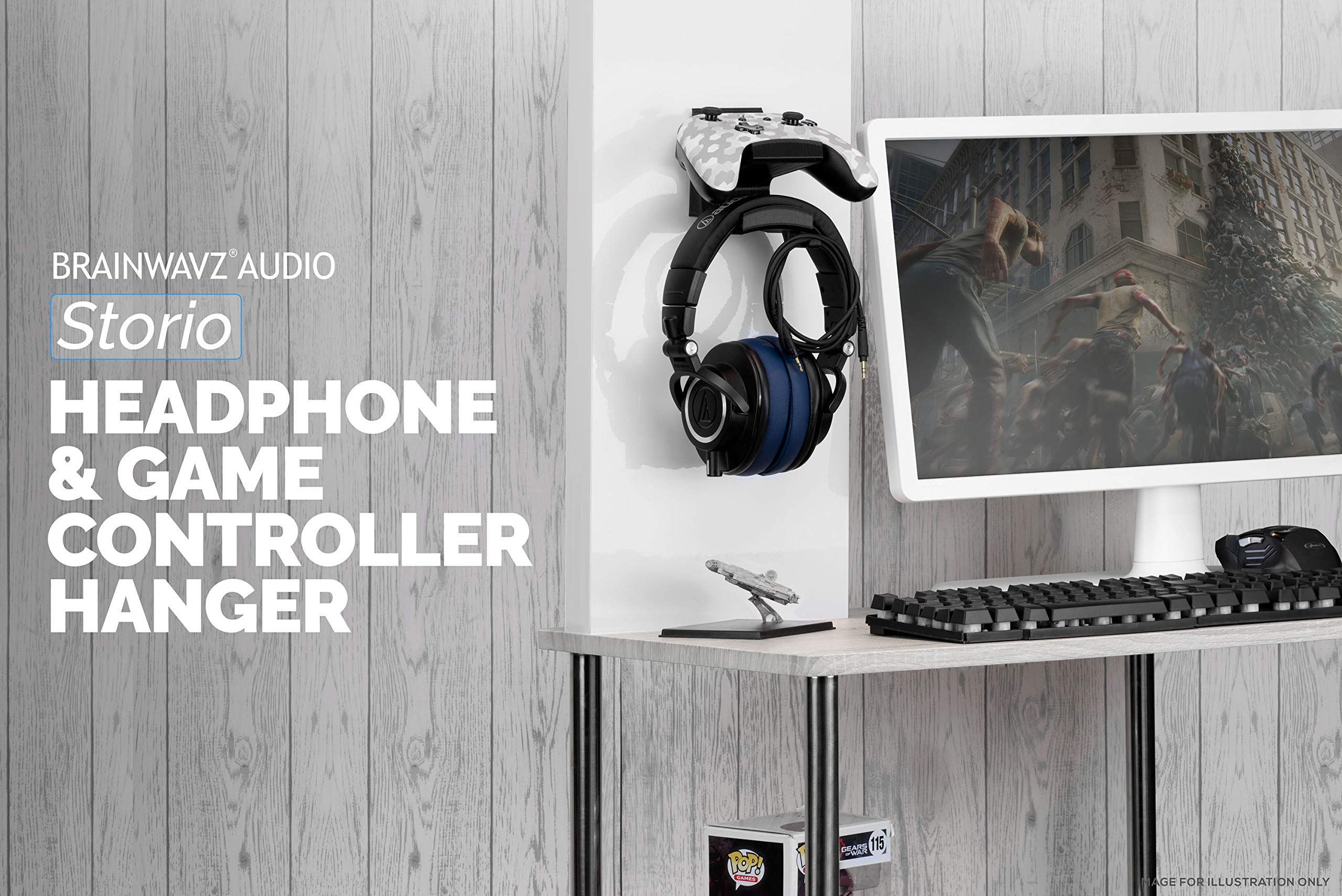 BRAINWAVZ STORIO Gamepad & Headphone Stand for Xbox, PS5, Switch, PC - Gaming Setup Organizer