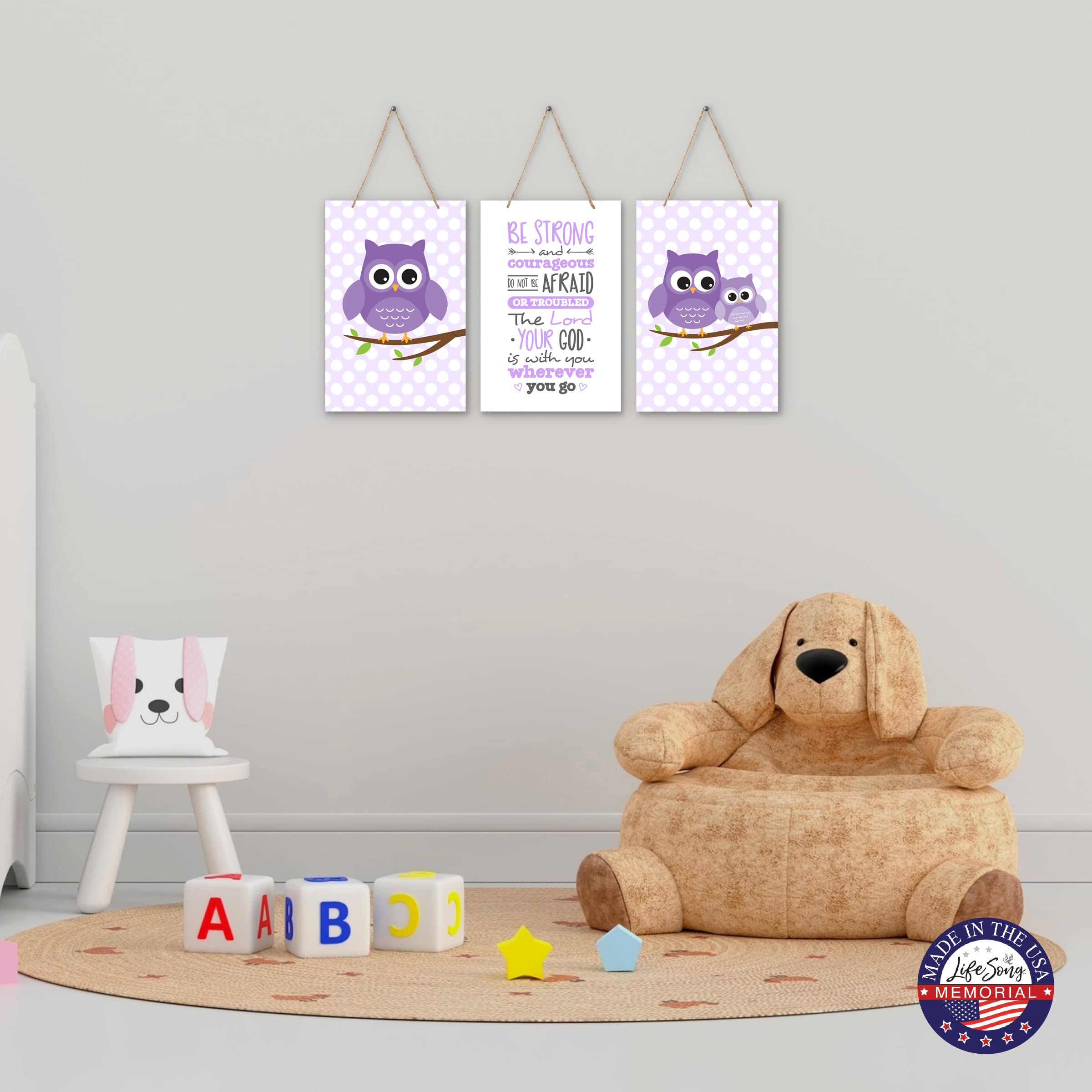 LifeSong Milestones 3-Piece Owl Wall Decor Set - Modern Wooden Nursery Wall Art for Baby Room, Kids Bedroom & Playroom Decor - Perfect for Gender Neutral Nursery Themes & Toddler Room Decorations