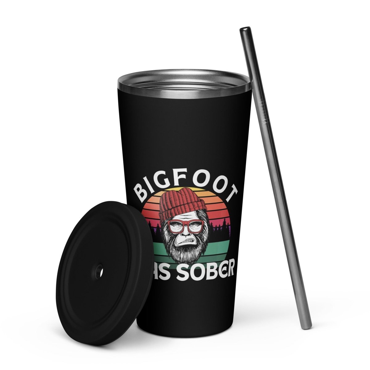 Bigfoot Was Sober Insulated Tumbler Cup - 20oz Stainless Steel Vacuum Flask with Lid - Keeps Drinks Hot/Cold for Hours - Perfect for Camping, Hiking, and Outdoor Adventures