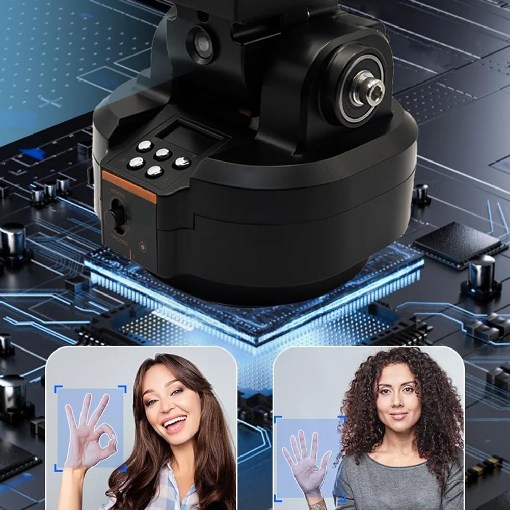 Rordigo YT-2000 AI Smart Motorized Rotating Tripod with Face Tracking - 360° Panoramic Stabilizer for Phone & Camera (Black, Plastic+Metal) - Perfect for Live Streaming, Vlogging & Video Recording