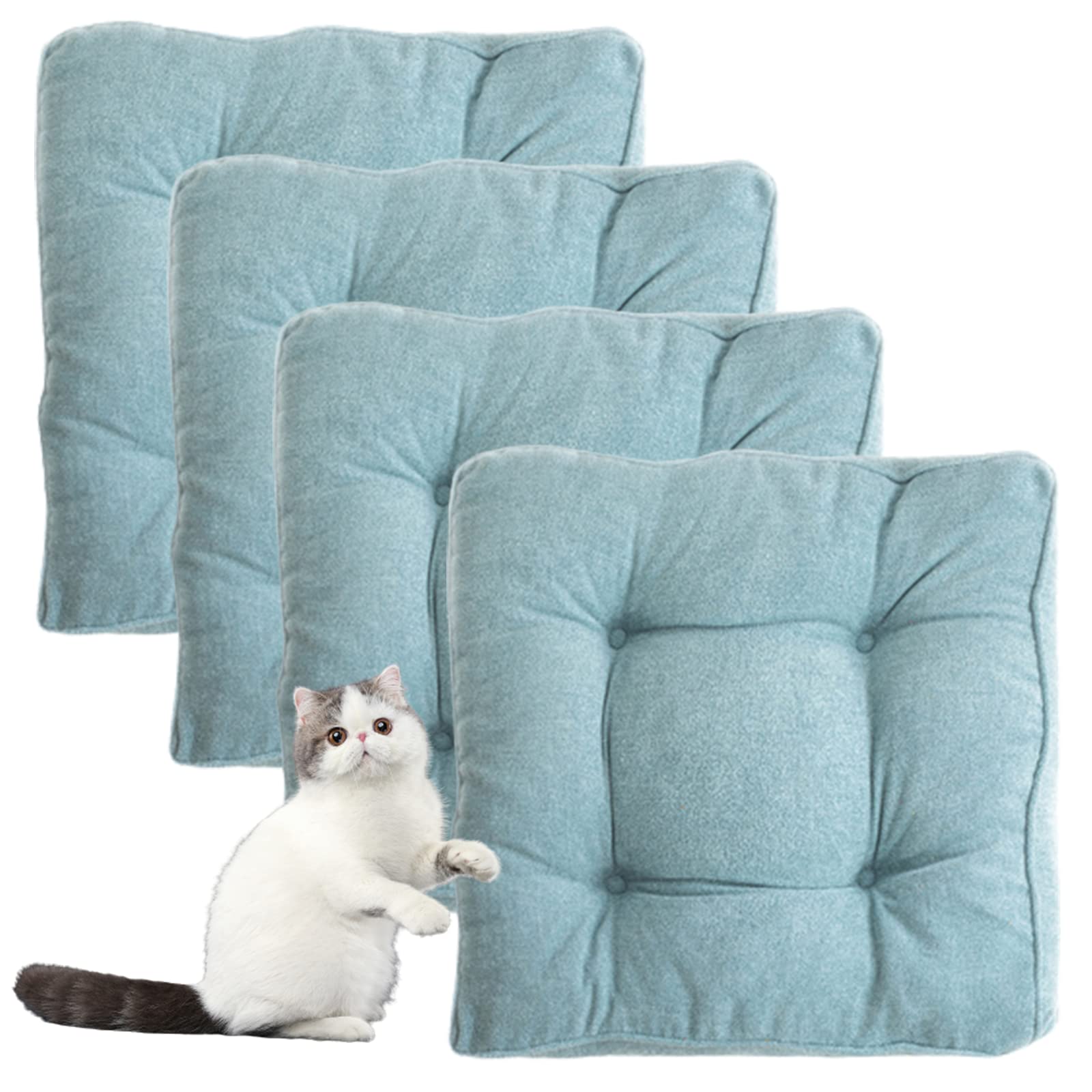 Velvet Dining Chair Cushions with Ties - Soft Square Seat Pads Set of 4 (20x20 Inches) for Kitchen, Living Room, Patio & Garden - Indoor & Outdoor Comfort for Home Decor & Entertaining