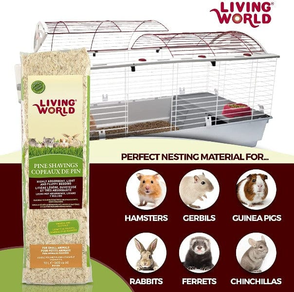 Living World Pine Shavings for Small Animals - Natural Bedding for Hamsters, Rabbits & Guinea Pigs - Soft & Absorbent Small Pet Cage Liner - Perfect for Cages, Hutches & Nesting Areas