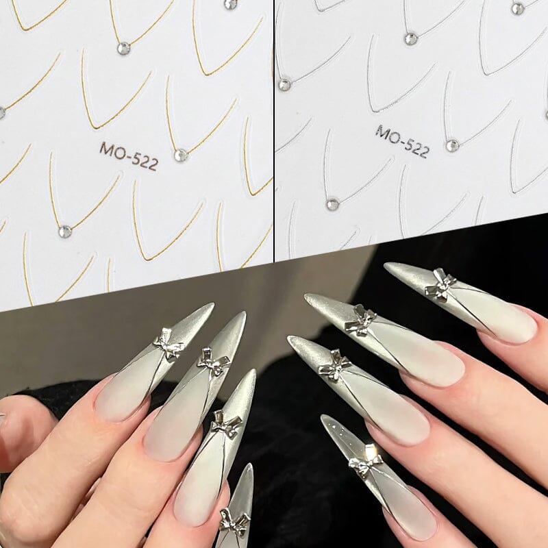 3D Gold Silver Starlight Nail Stickers - Self-Adhesive Nail Art Decals for Gel & Acrylic Nails - Perfect for Parties, Weddings & Special Occasions