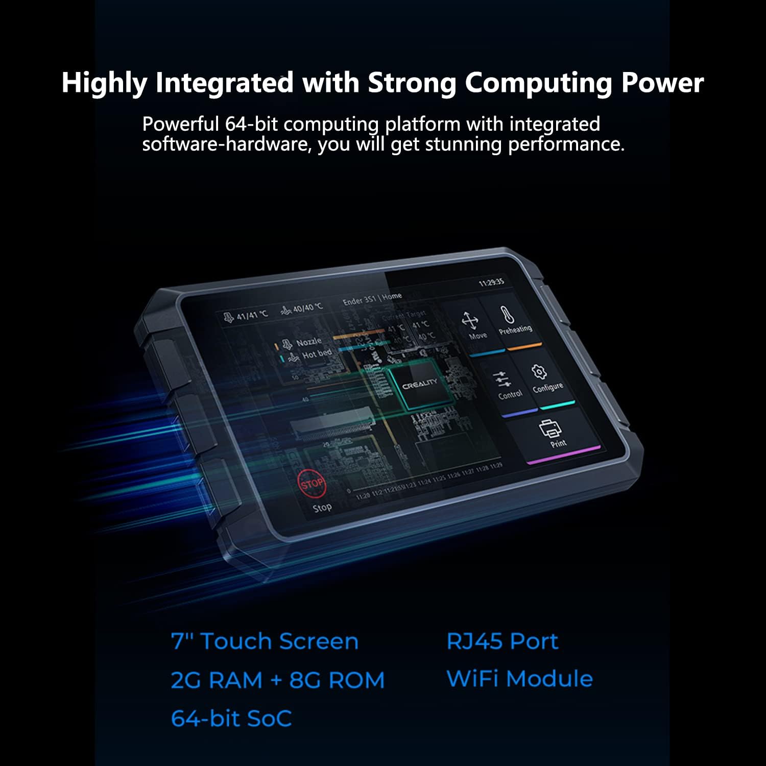 Creality Sonic Pad Klipper - 7 Inch Touch Screen 3D Printer Controller with Faster Printing Speed | Compatible with Ender 3 V3 SE, Ender 3 Max Neo, Ender 3 V2, Ender 3 S1 | Perfect for High-Speed 3D Printing & Precision Control
