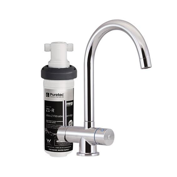 Puretec Z1 Tripla Quick Twist Undersink Water Filter System with LED Faucet - 7.5LPM Flow Rate for Clean Drinking Water | Perfect for Kitchen Sink, RV, Office & Home Use