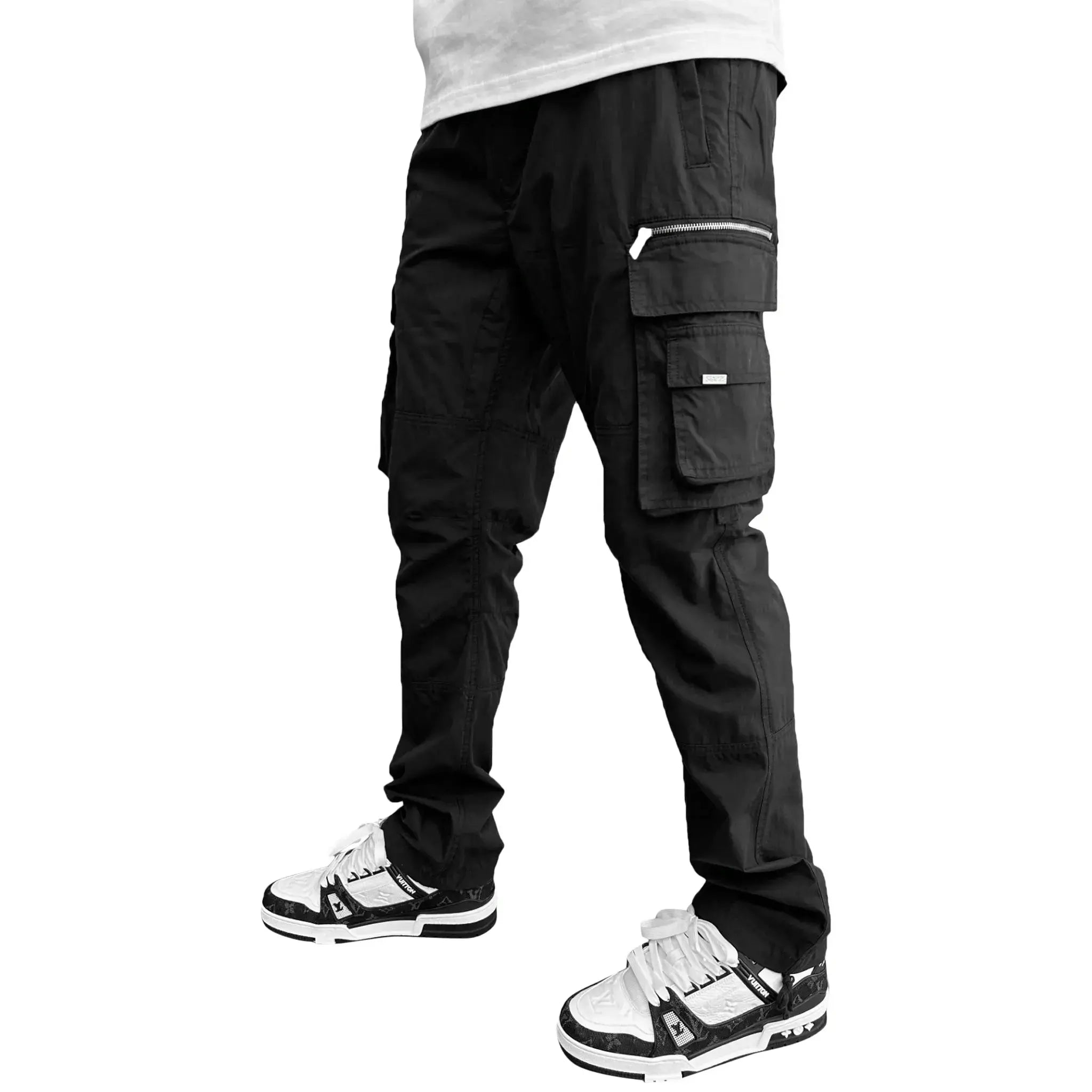 SIARR Military Black Cargo Pants for Men - Tactical Work Pants with Multiple Pockets - Outdoor Hiking, Camping & Workwear