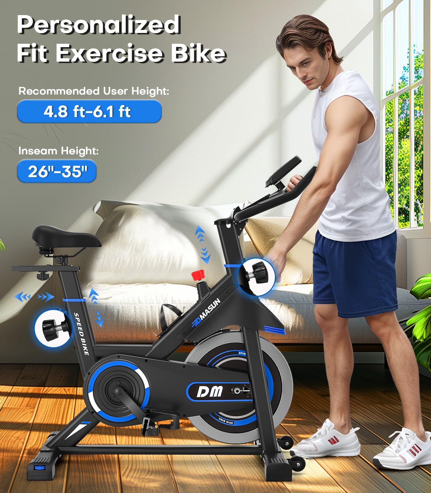 DMASUN 300 LBS Capacity Exercise Bike for Home - Classic Brake Pad Stationary Bike with Comfortable Seat Cushion & Digital Pulse Display | Perfect for Indoor Cycling Workouts, Home Gym Fitness & Cardio Training