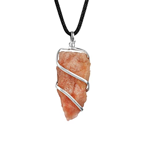 Peach Moonstone Crystal Necklace - Natural Gemstone Pendant with Rough Stone - Spiritual Healing Jewelry for Chakra Balance | Perfect for Meditation, Yoga & Energy Healing Gifts